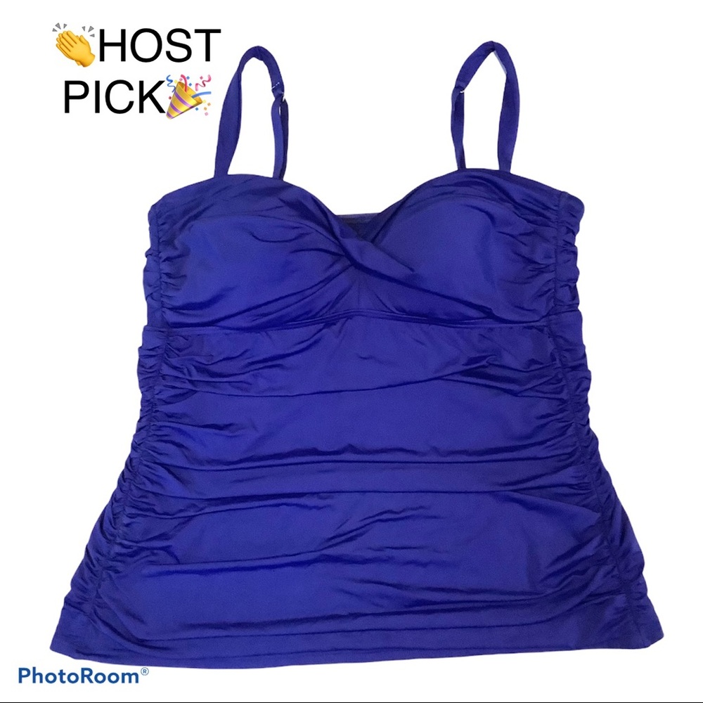 Jantzen Blue Twist-Front Ruched Tankini Swimsuit Top - 16